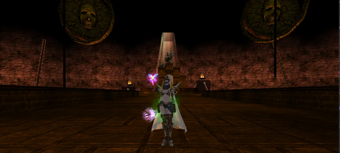 A Last Chaos character in a dark battle arena